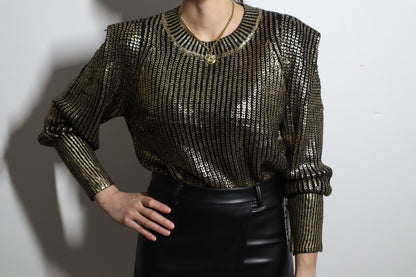 Harvy Metallic Sweater- Black/Gold