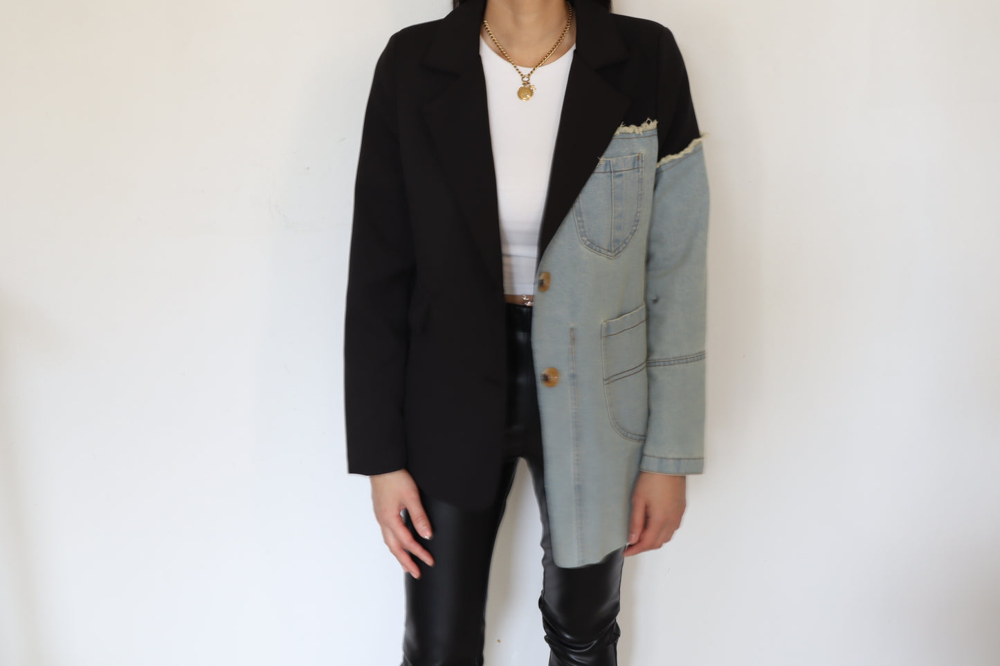 Oversized Blazer Denim-Blauw