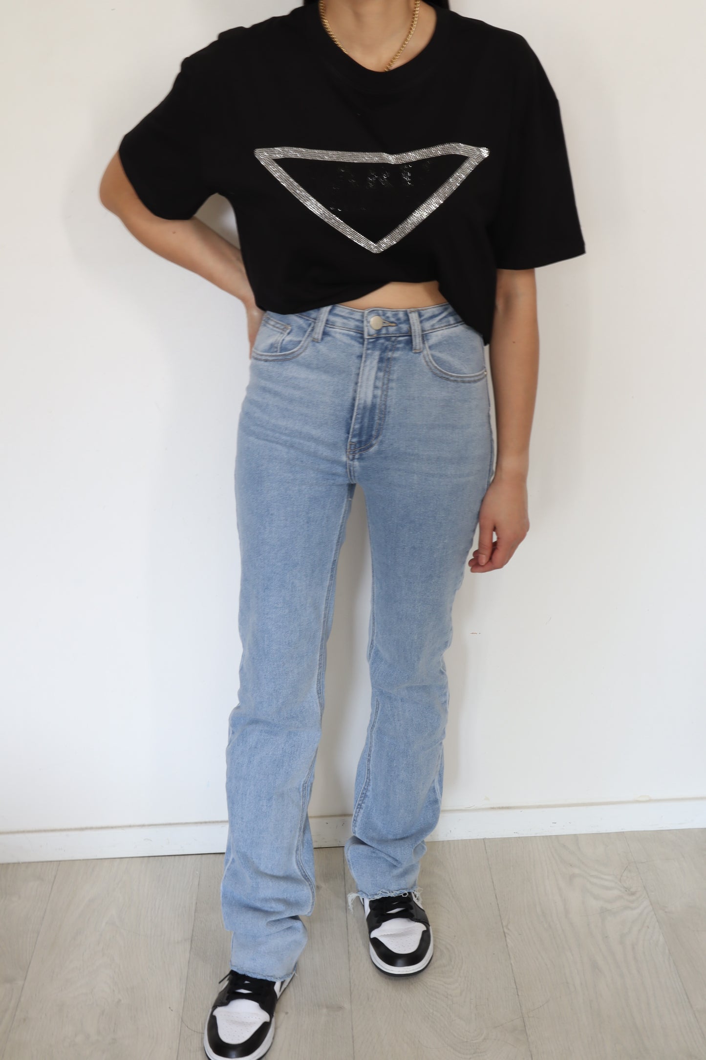 T-shirt Paris Milano Strass-Zwart