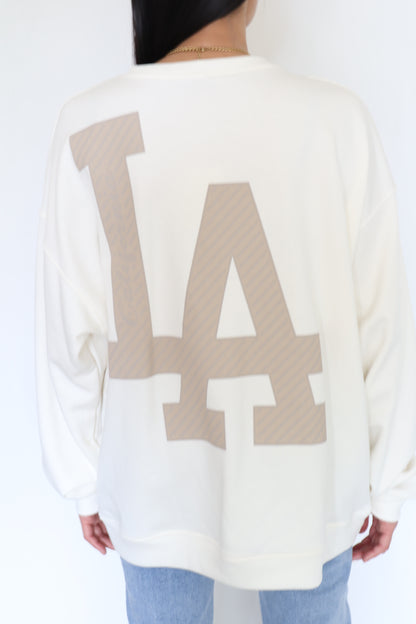 Sweater LA-White/Taupe
