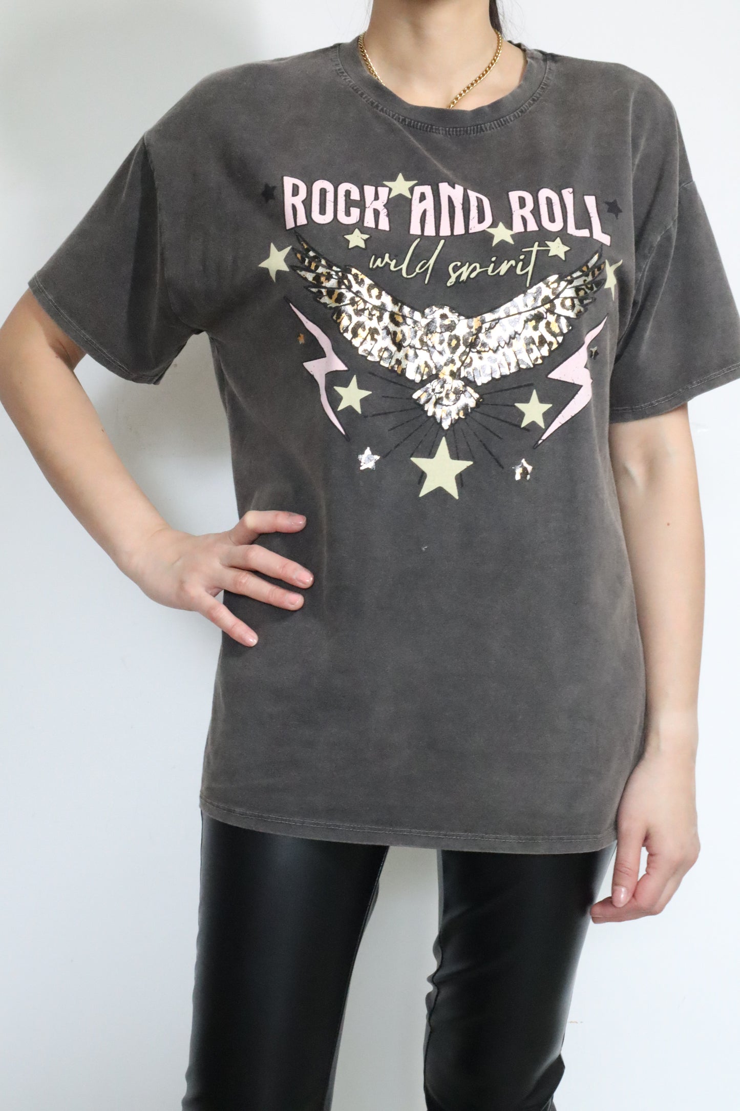 T-shirt Rock AND ROLL-Grijs