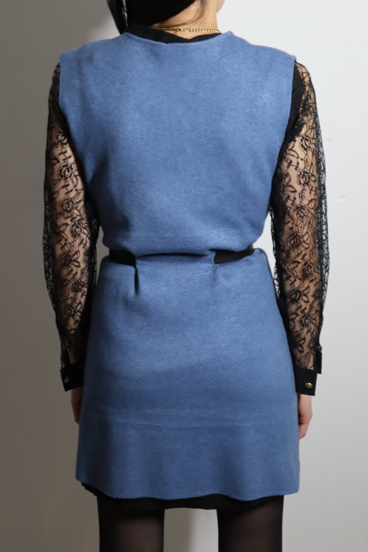 Long Gilet-Denim Blauw