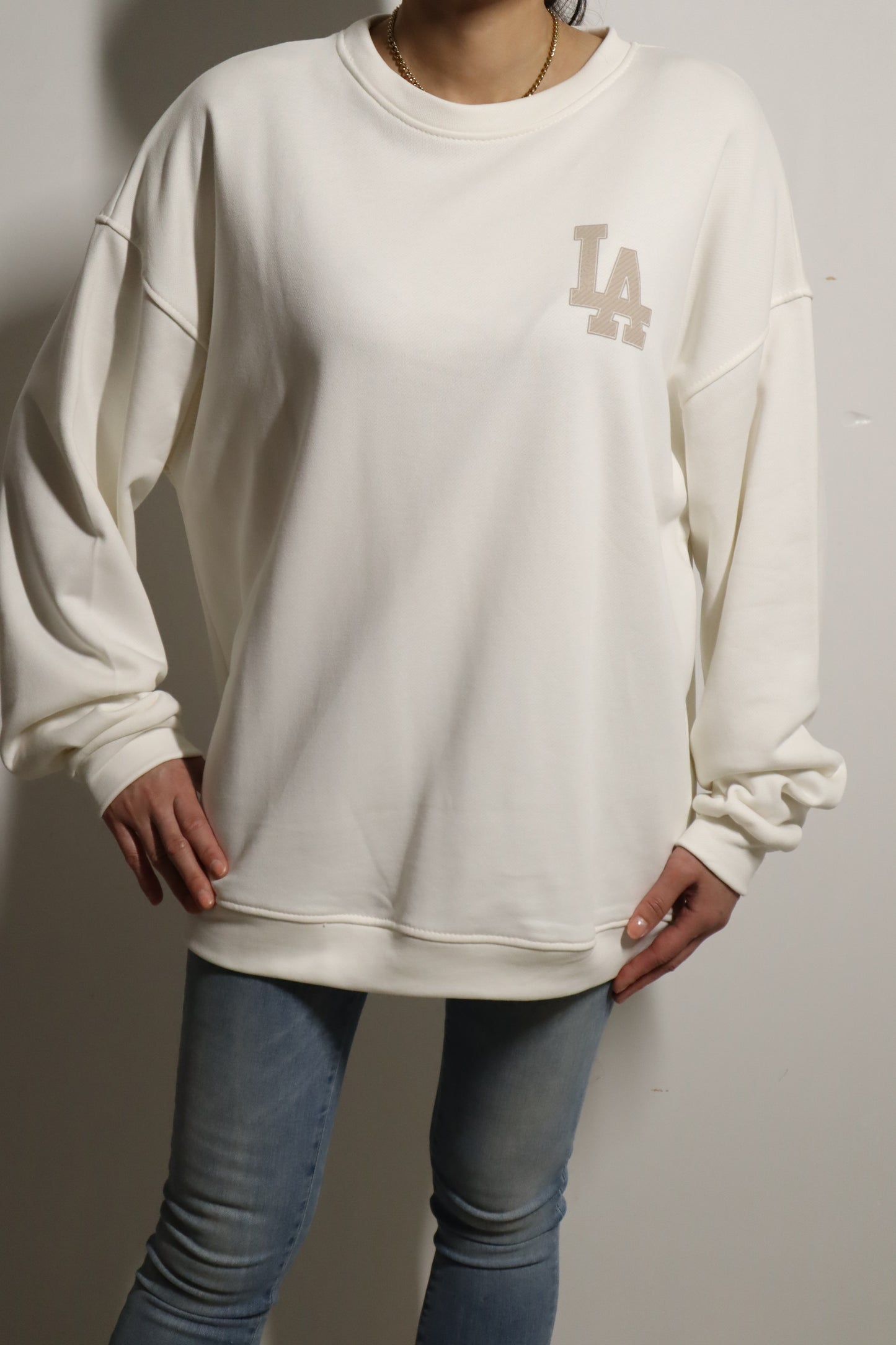 Sweater LA-White/Taupe