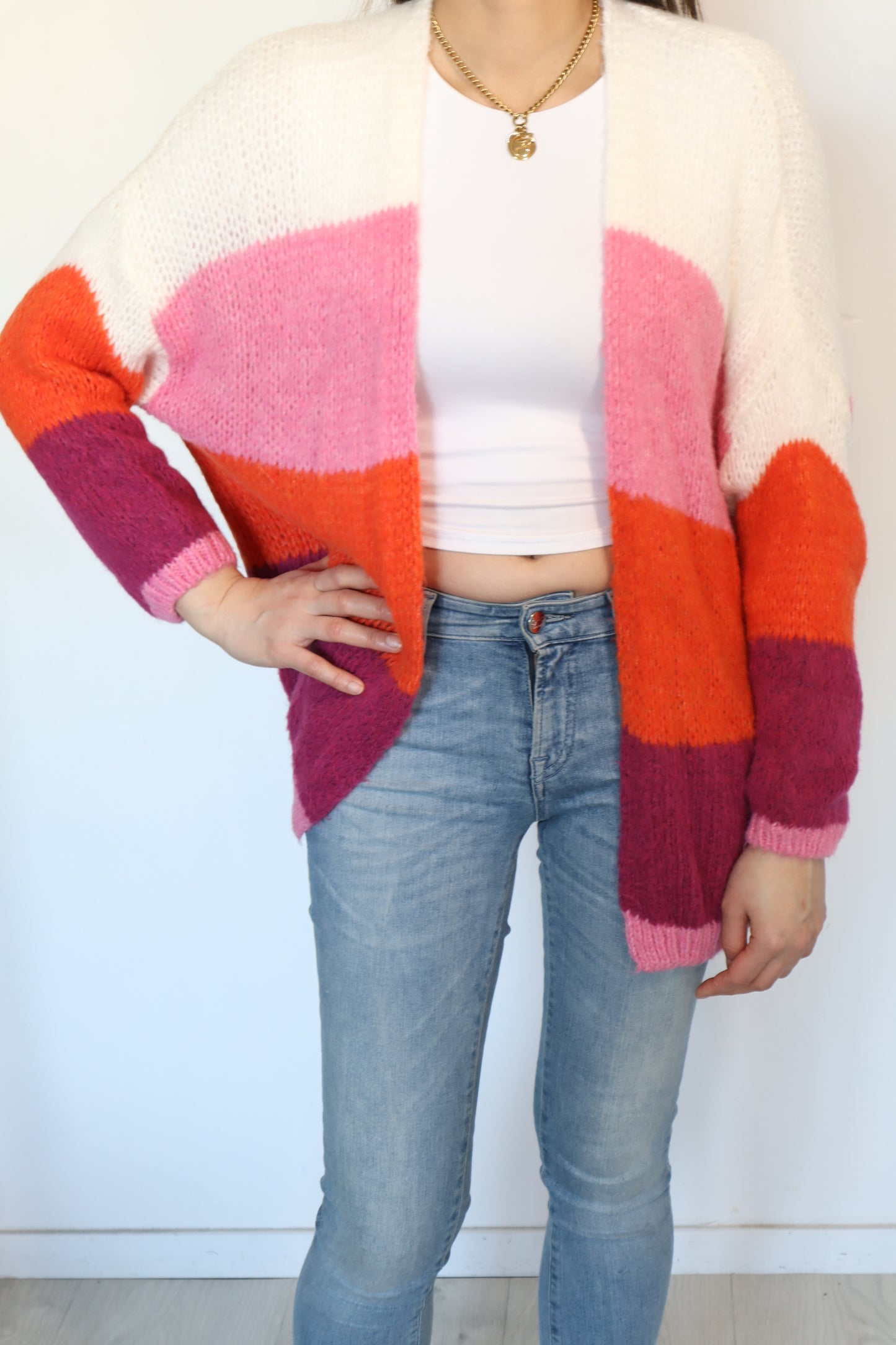 Joss Edge Cardigan-Roze