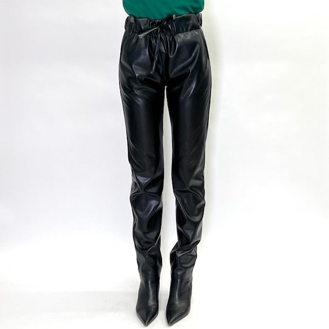 Joss Soft Leather Trouser-Black