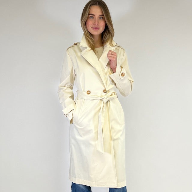 Joss Amsterdam Ecru Trenchcoat Dames – Lange Jas met Ceintuur