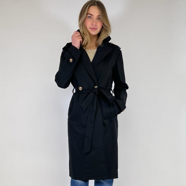 Joss Amsterdam Zwart Trenchcoat Dames – Lange Jas met Ceintuur