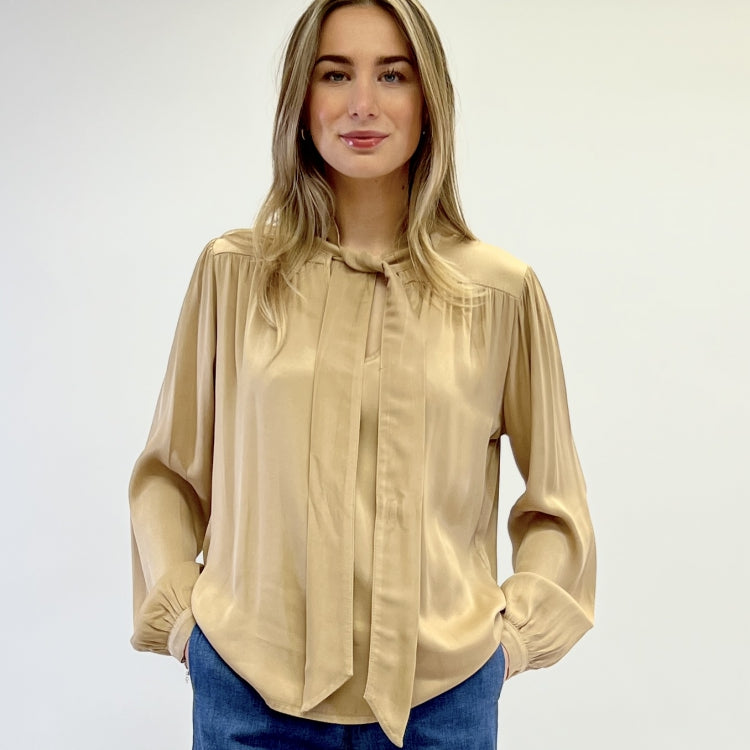 Joss Blouse Met Halsstrik-Goud
