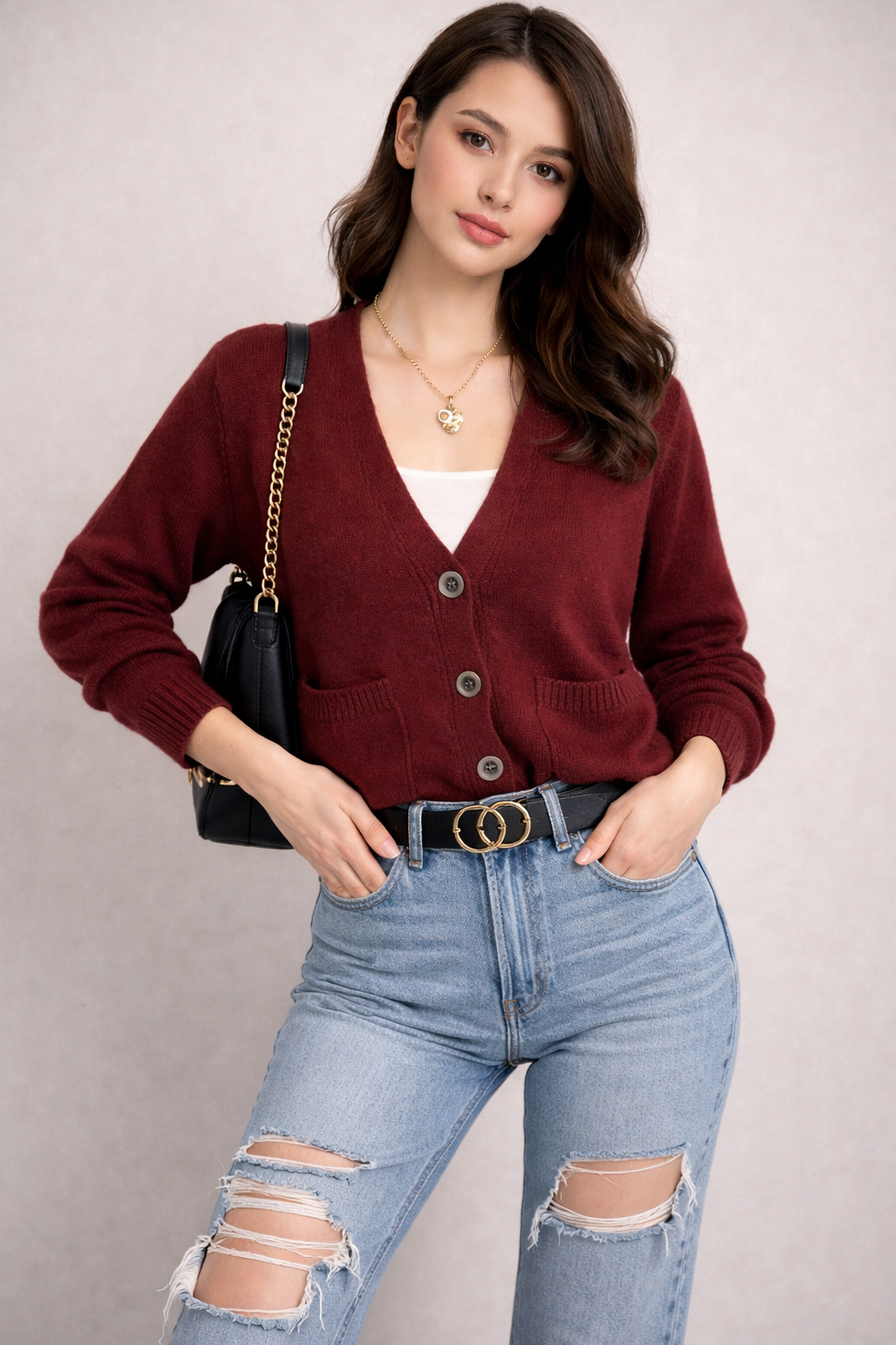 Joss Cardigan-Bordeauxrood