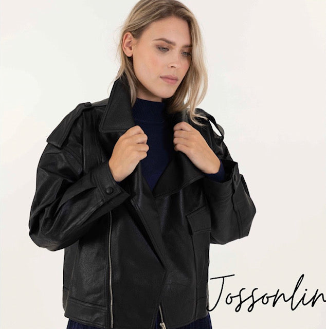 Joss Oversized Biker Jacket-Black