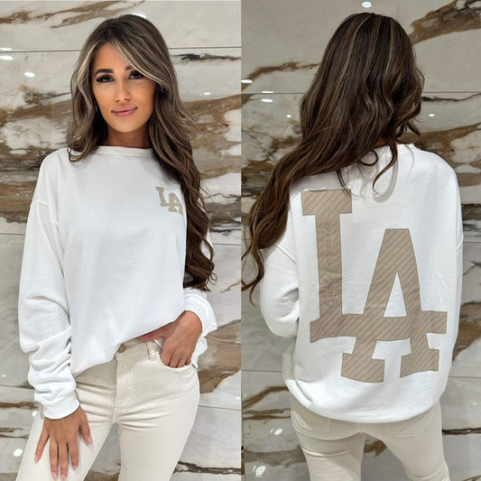 Pullover LA-Weiß/Taupe