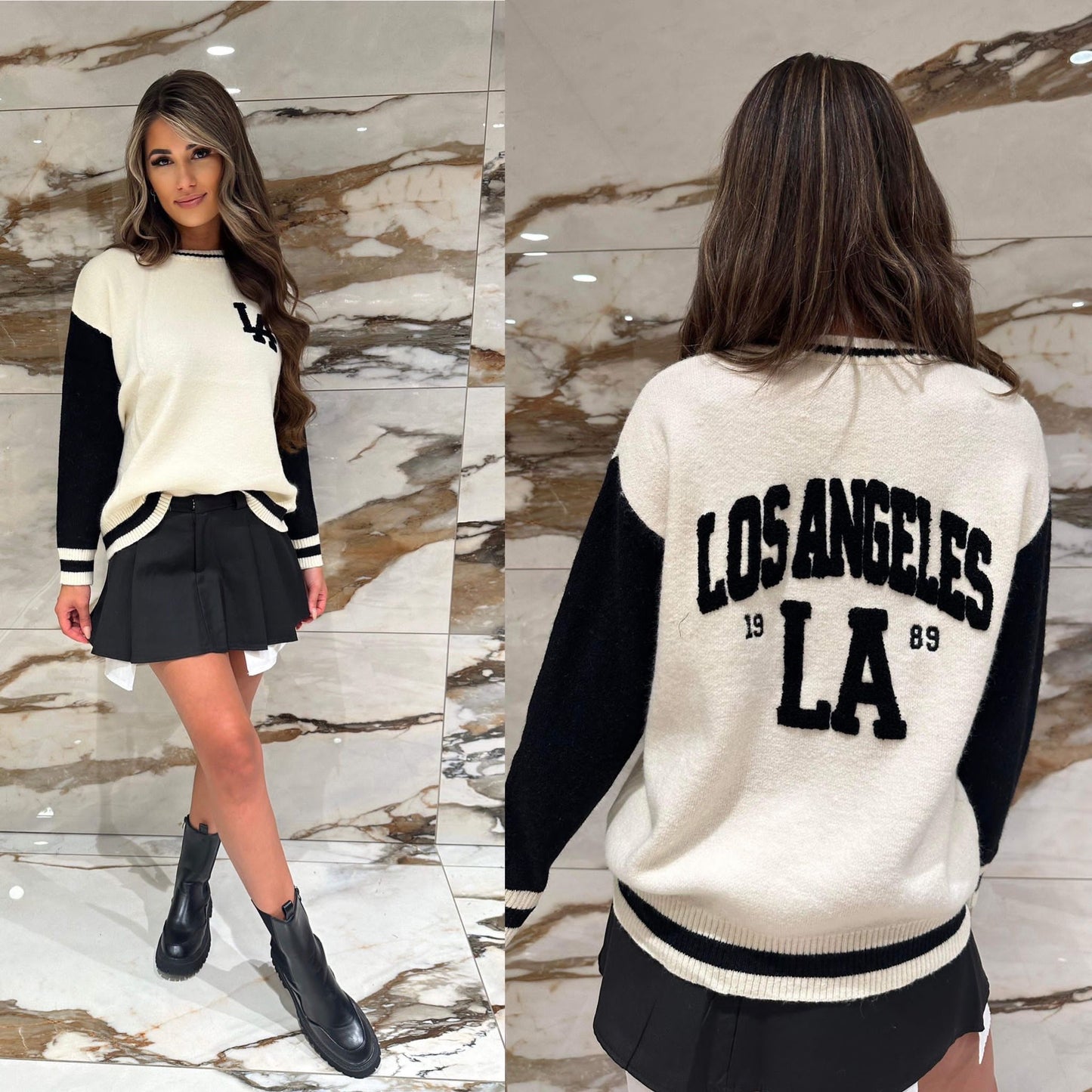 Sweater LA-Wit/Zwart