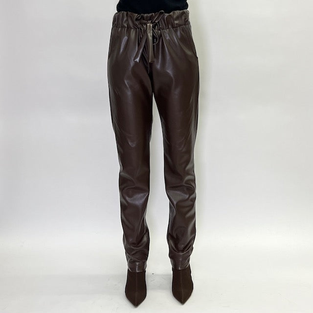 Joss Soft Leather Trouser-Brown