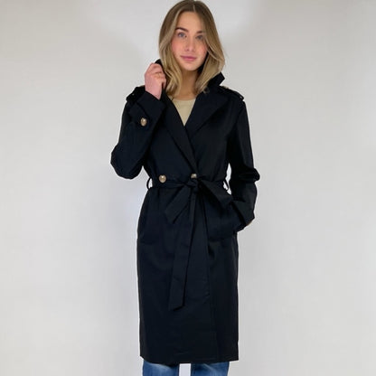 Joss Amsterdam Zwart Trenchcoat Dames – Lange Jas met Ceintuur