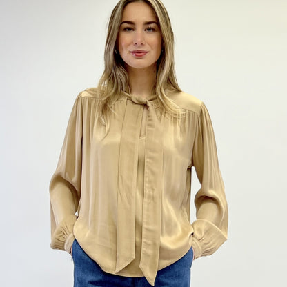 Joss Blouse Met Halsstrik-Goud