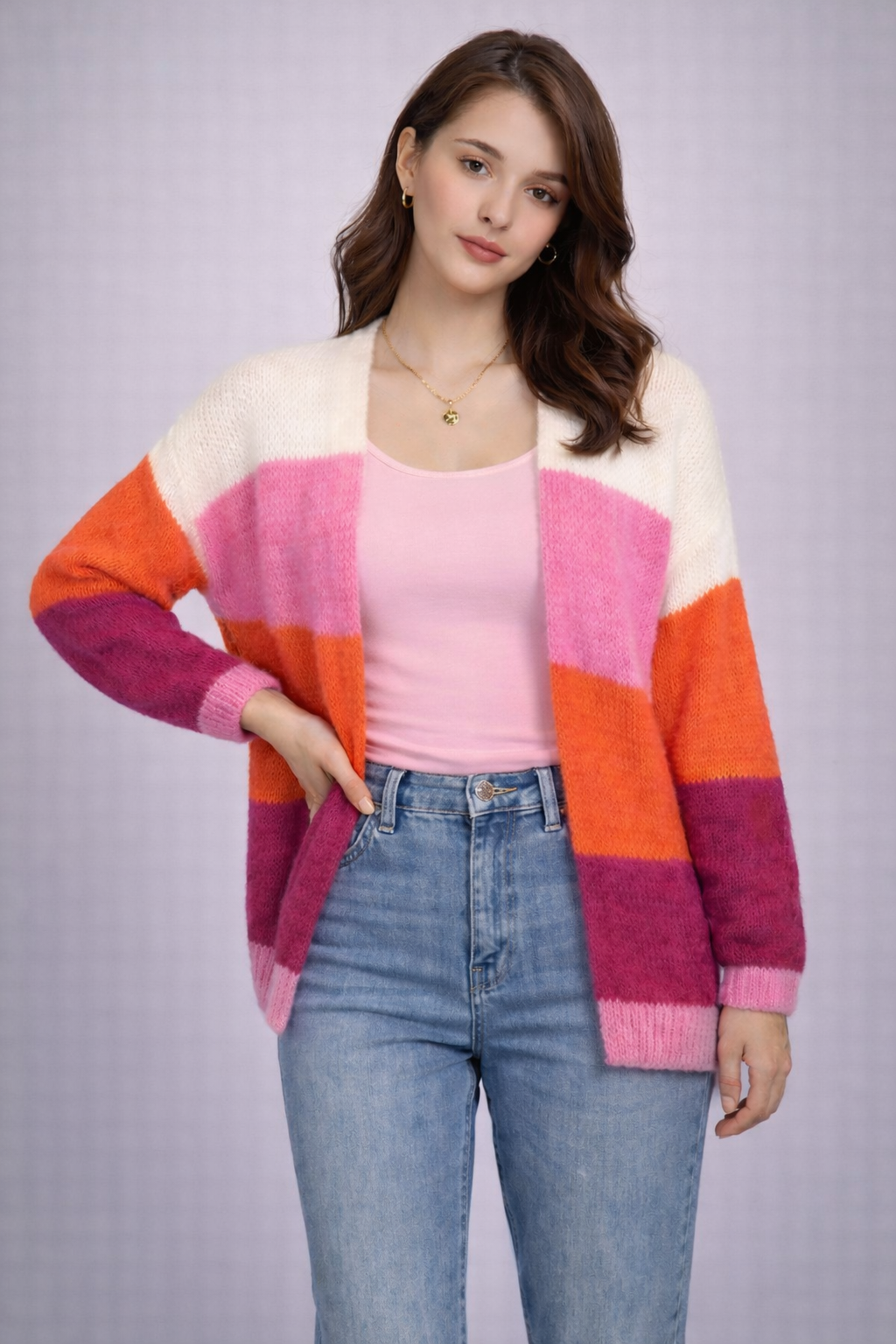 Joss Edge Cardigan-Rosa