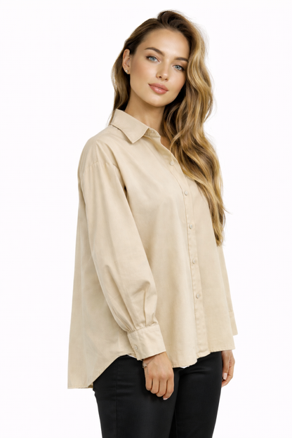 Joss Oversized Blouse-Beige