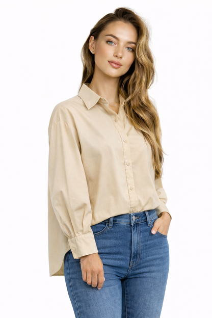 Joss Oversized Blouse-Beige