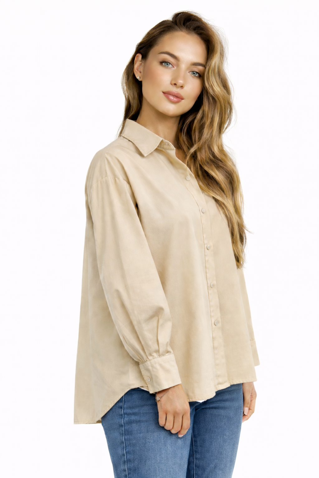 Joss Oversized Blouse-Beige