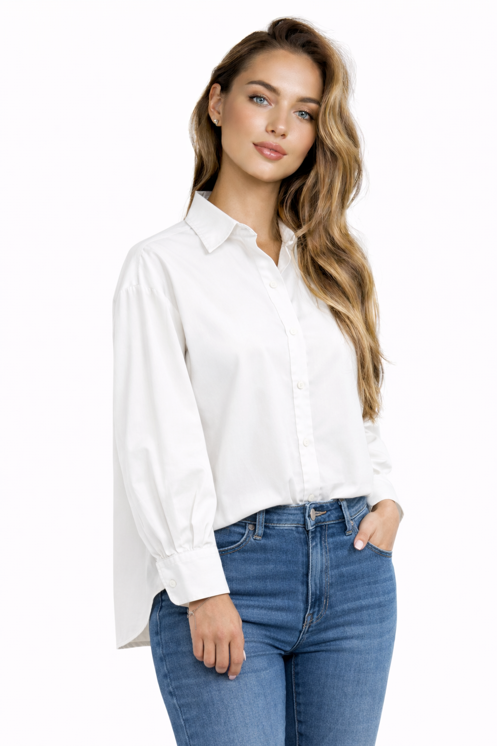 Joss Amsterdam Oversized Witte Blouse met Pofmouwen