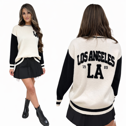LA Sweater Dames-Zwart/Wit| Casual Chic Trui