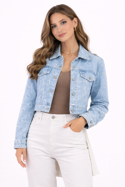 Joss Amsterdam Denim Jacket Hartjes – Lichtblauw Spijkerjack Dames
