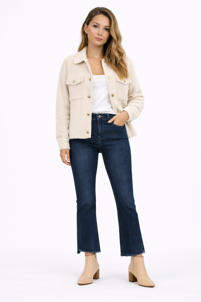 Joss Amsterdam High Waist Dark Blue Cropped Mini Flare Jeans Dames
