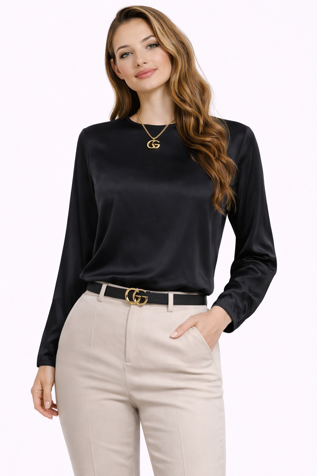 Joss Bluse mit Ärmeln Detail-Schwarz